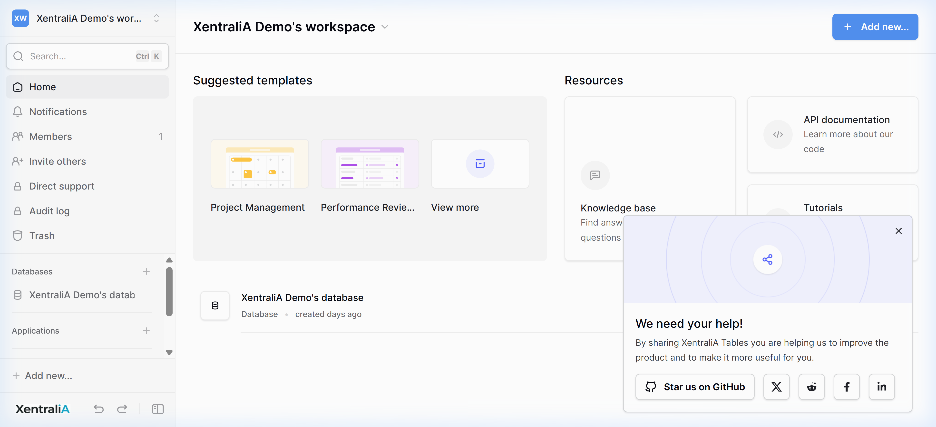 Tablas inteligentes de Xentralia